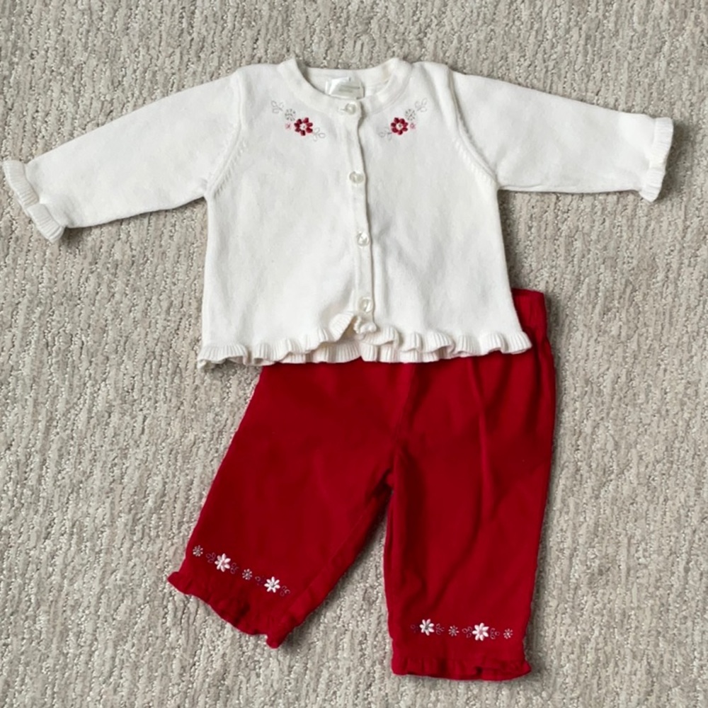 First Moments Layette Corduroy Pants and Sweater Outfit 3-6 Month Cottagecore